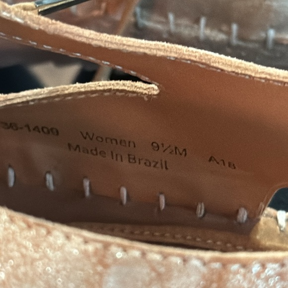 TRASK Gold Shimmer Lace Up Sandals Ankle Straps Size 9.5 - Picture 8 of 8